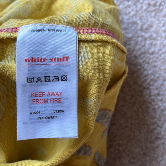 White Stuff Yellow Long Sleeve Tie Front Top Size US 8/UK 12 - Picture 5 of 6